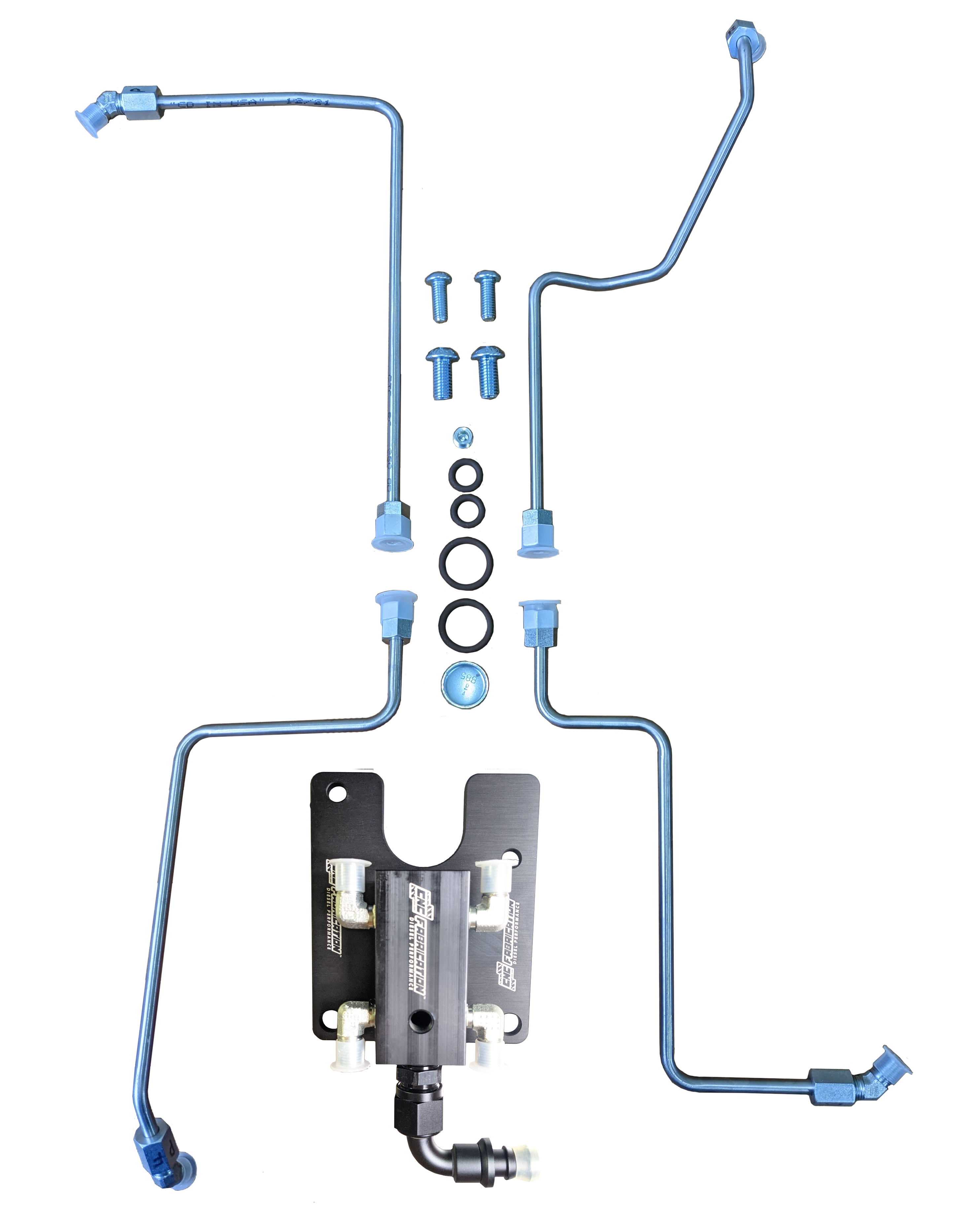 99.5-03 7.3L CNC Fab 4-Line Feed Valley Mount Fuel Line Kit - 42201X ...