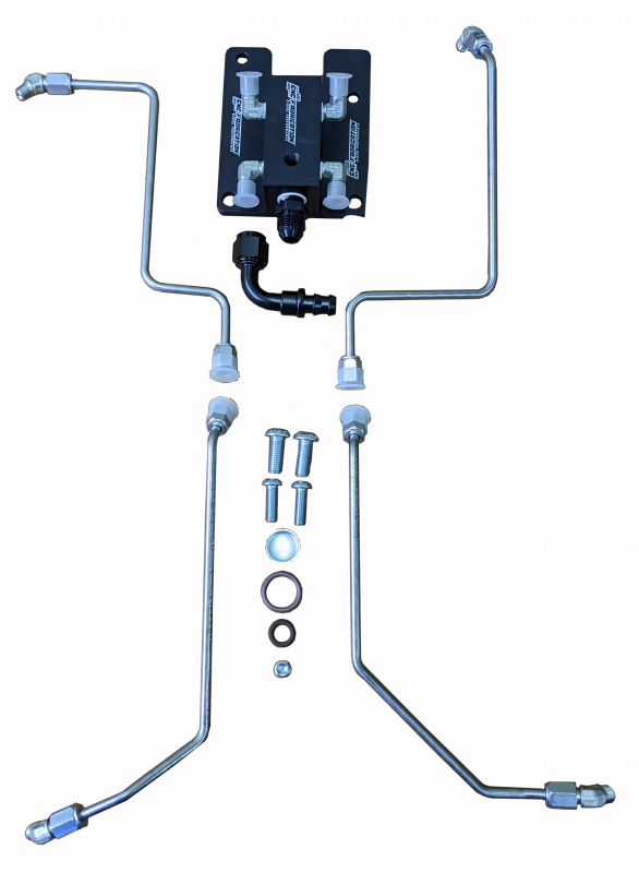 94.5-03 7.3L CNC Fab T4 Turbo 4-Line Feed Valley Mount Fuel Line Kit - 42201X